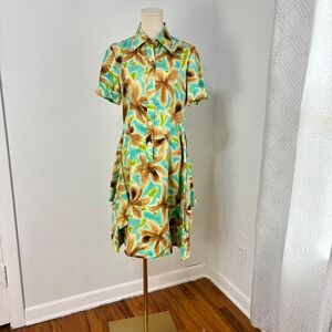 Vtg 90s Anne Klein Silk Shirt Dress Sz 4 Marble Abstract Waist Tie Front Sarong